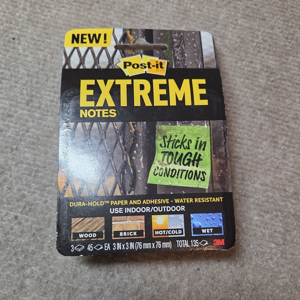 3M Post-it Extreme Notes 3"x3" 2 Pack 90 Sheets Green Orange Open Box